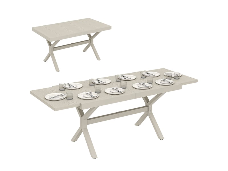  Table de jardin extensible pour 8 à 10 personnes, en aluminium et acier, 154214 x 85 x 73 cm, grise  - Conforama A