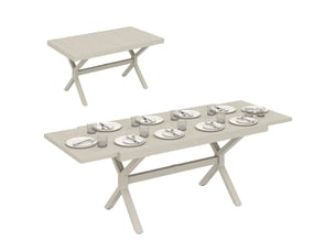 Table de jardin extensible pour 8 à 10 personnes, en aluminium et acier, 154214 x 85 x 73 cm, grise