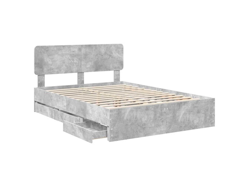  Lit double- lit adulte -  cadre de lit gris béton 150 x 200 cm bois d’ingénierie  - Conforama D