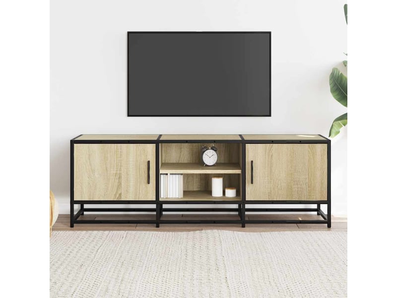  Meuble tv - banc tv - meuble de rangement chêne sonoma 120x35x41 cm bois d'ingénierie et métal  - Conforama C