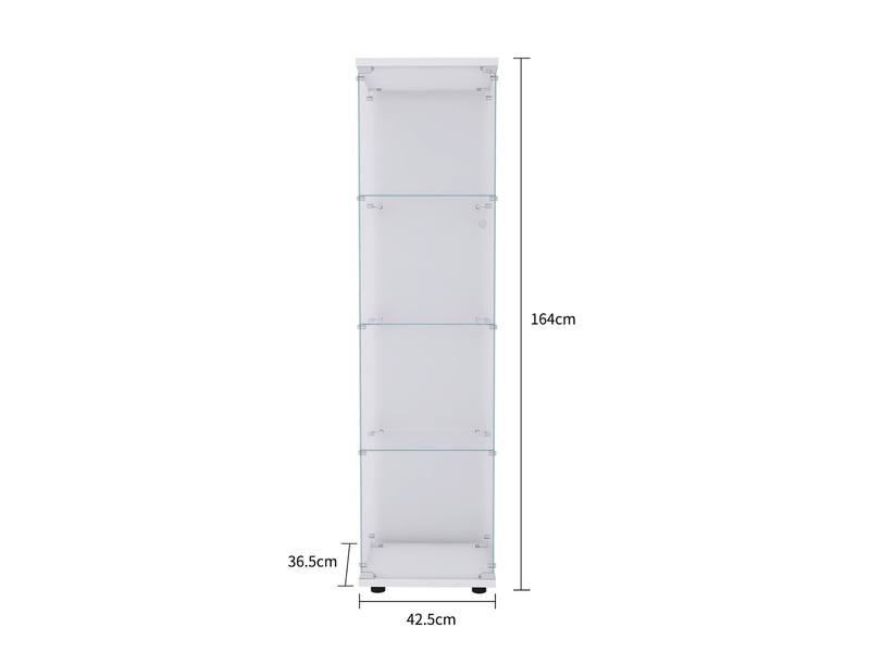  Vitrine en verre 164 cm, armoire vitrine pour collection avec 1 porte 4 étagères transparent meuble vitrine verre vitrines figurine armoire, blanc  - Conforama D