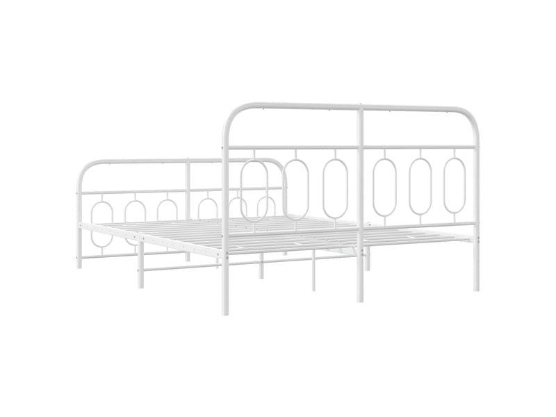 Lit double- lit adulte - cadre de lit métal sans matelas et pied de lit blanc 150x200 cm - Conforama D