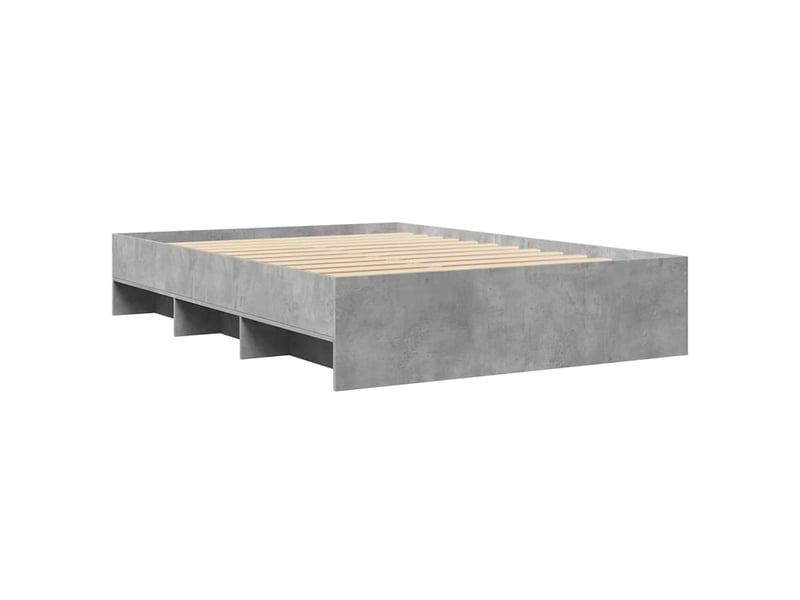  Lit double- lit adulte -  cadre de lit sans matelas gris béton 120x200 cm bois ingénierie  - Conforama C
