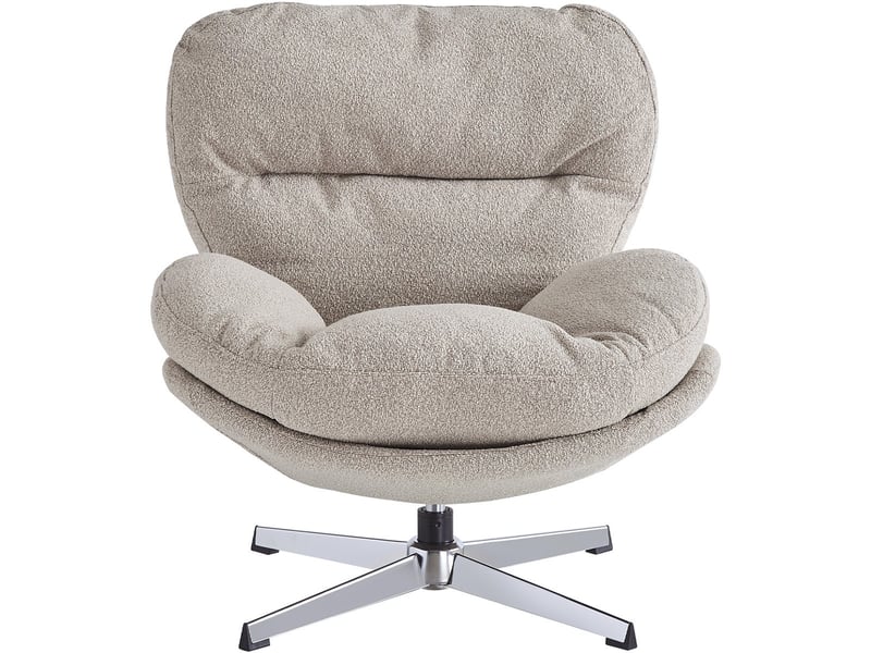  Fauteuil pivotant en tissu bouclé taupe et piètement chromé - oli Oli - Conforama A