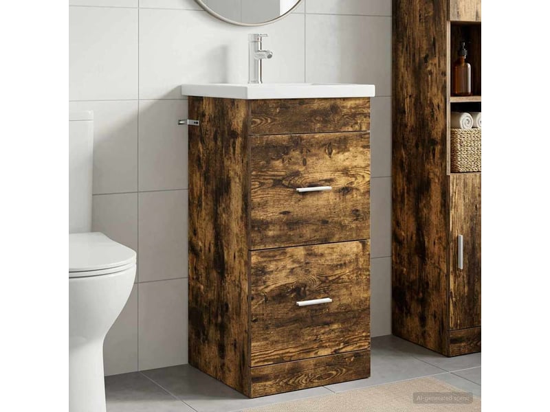 Meuble de salle de bain avec évier chêne fumé 42x40x84.5 cm shl2431 - Conforama B
