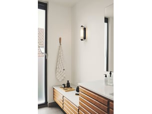 Applique murale intérieur, salle de bain abat-jour décoratif strié, nimal en plastique et métal noir, ip44, nordlux