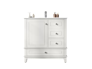 Meuble sous vasque 3 tiroirs, porte à fermeture douce, lavabo en céramique, salle de bain blanc 81 × 47 × 86 cm
