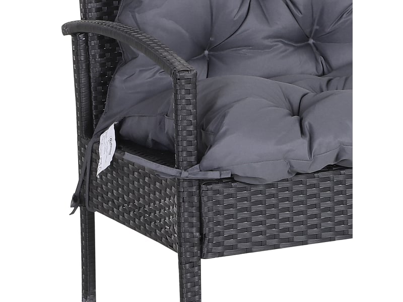  Coussin de banc de jardin 100 x 98 x 8 cm gris foncé polyester avec dossier et 6 liens de fixation  - Conforama E
