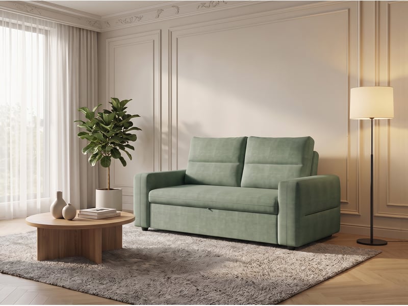 Canape droit convertible vert 2 places - Conforama Y