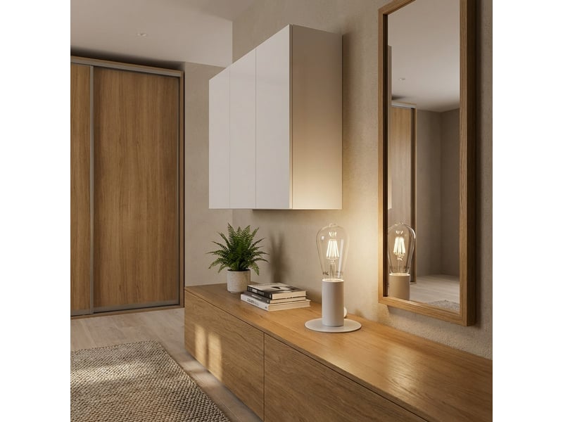 Lampe de table magnétique blanche en métal mat derby  - Conforama B