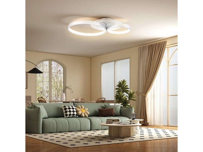  Plafonnier led 40 w, blanc, 3000 k4000 k6500 k, idéal pour chambre, salon, cuisine et salle à manger.  - Conforama C