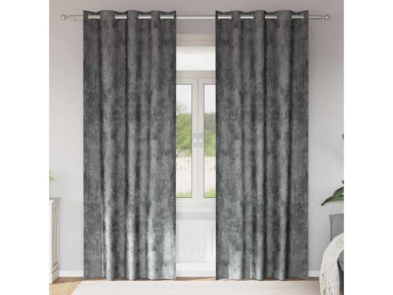  Lot de 2 rideaux en velours, rideaux de fenêtre gris 245 x 140 cm velours cf44206  - Conforama B