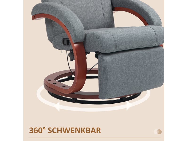  Fauteuil relax pivotant 68x86x100 cm avec repose-pieds polyester gris  - Conforama E