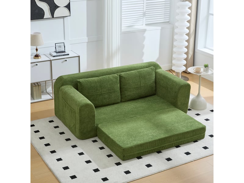  Canapé convertible, canapé-lit, vert, format compressé, sans structure, pliable, pour salon et séjour, 179 x 95 x 79 cm  - Conforama R