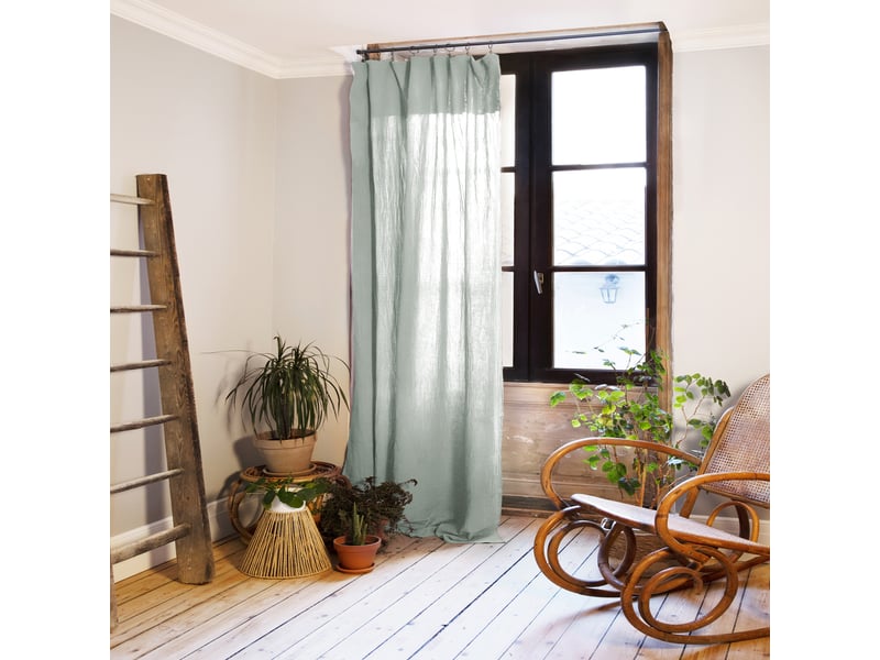  Rideau ajustable 140x300 cm gaze de coton eucalyptus PD20935 - Conforama A