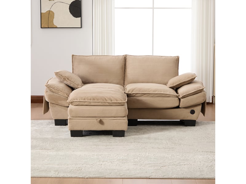  Canapé d'angle réversible fixe 2 places tissu kaki  - Conforama D