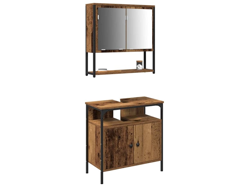  Ensemble de mobilier de salle de bain 2 pièces marron cf64227  - Conforama C