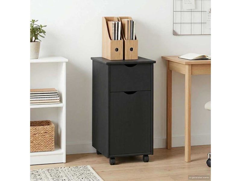  Caisson roulant de bureau gris 34 x 39 x 65,5 cm bois de pin massif  - Conforama B