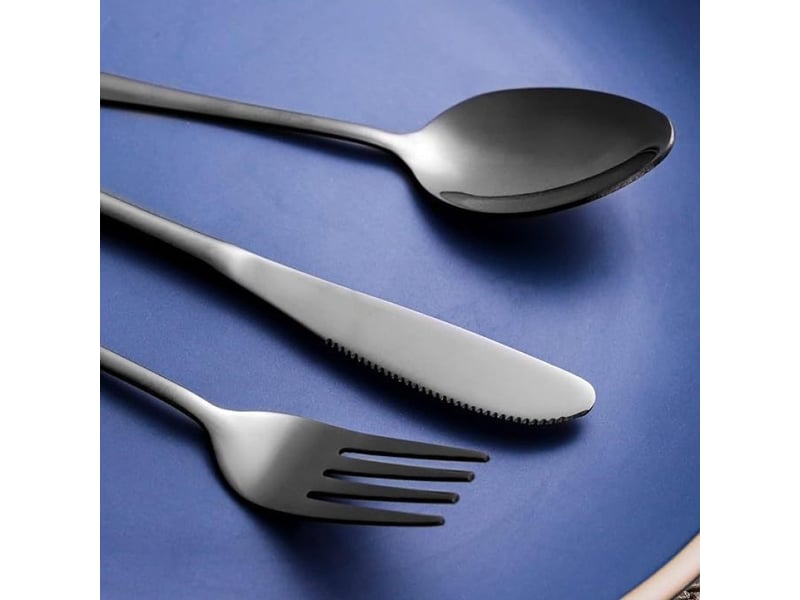  Ensemble de couverts trois pièces en acier inoxydable (couteaux, fourchettes, cuillères), vaisselle plaquée or miroir 1010  - Conforama C