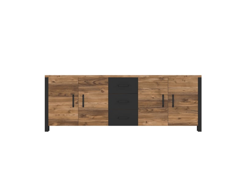  Buffet solan avec 4 portes et 3 tiroirs - noir bois SOLAN - Conforama C