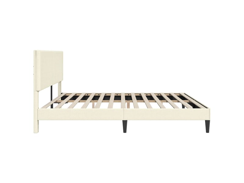  Lit double- lit adulte -  cadre de lit crème 200 x 200 cm tissu en velours côtelé  - Conforama D