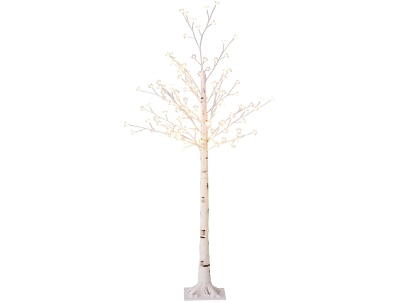  Arbre lumineux 21 x 21 x 150 cm blanc en plastique, 120 led blanc chaud à 3 niveaux de luminosité, branches flexibles  - Conforama A