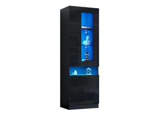 Vitrine coloris noir 2 étagère(s) OKMYHOME - 50 cmx180 cm