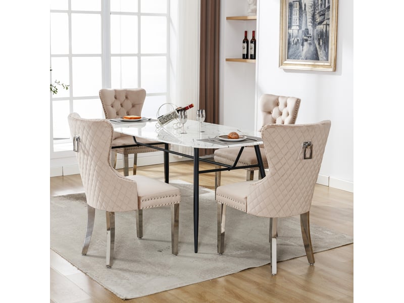 Lot de 4 chaises de salle à manger en velours avec pieds en métal - Conforama B