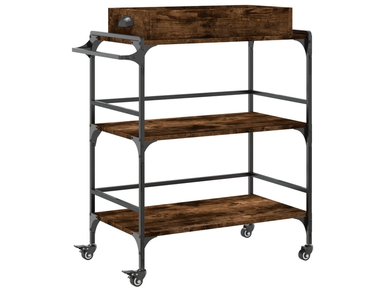  Desserte de cuisine, chariot de rangement chêne fumé 81,5x41x92,5 cm bois d'ingénierie  - Conforama A