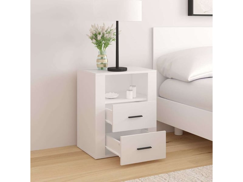  Table de chevet - cabinet de chevet - table de nuit blanc 50x36x60 cm bois d'ingénierie  - Conforama B