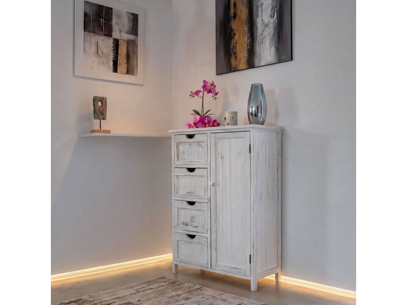  Commode, armoire, 82x55x30cm, shabby chic, vintage - blanc  - Conforama B