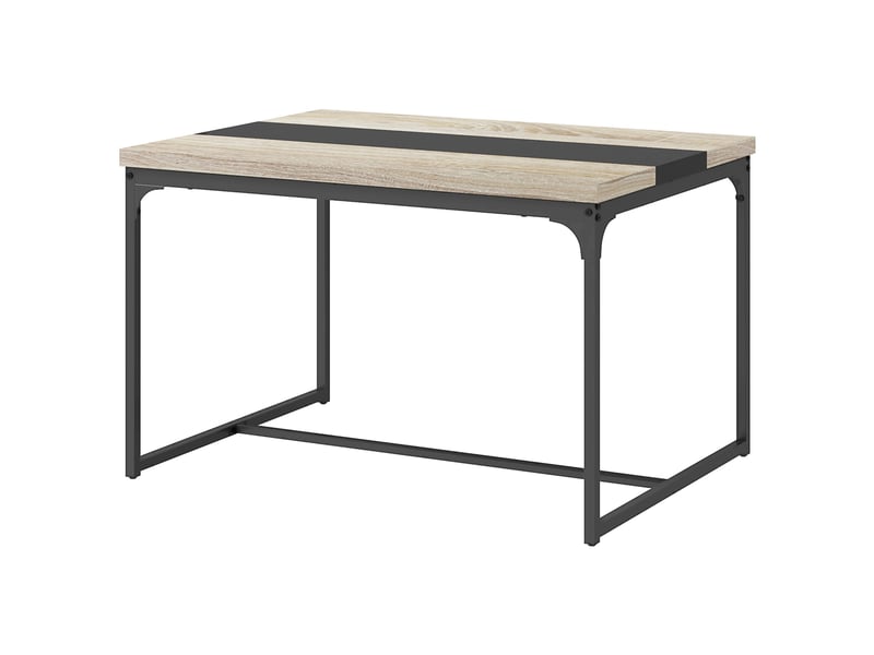  Table de salle à manger pour 6 personnes, style industriel en métal noir et bois, dim. 120l x 89l x 75,5h cm  - Conforama A