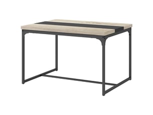 Table de salle à manger pour 6 personnes, style industriel en métal noir et bois, dim. 120l x 89l x 75,5h cm