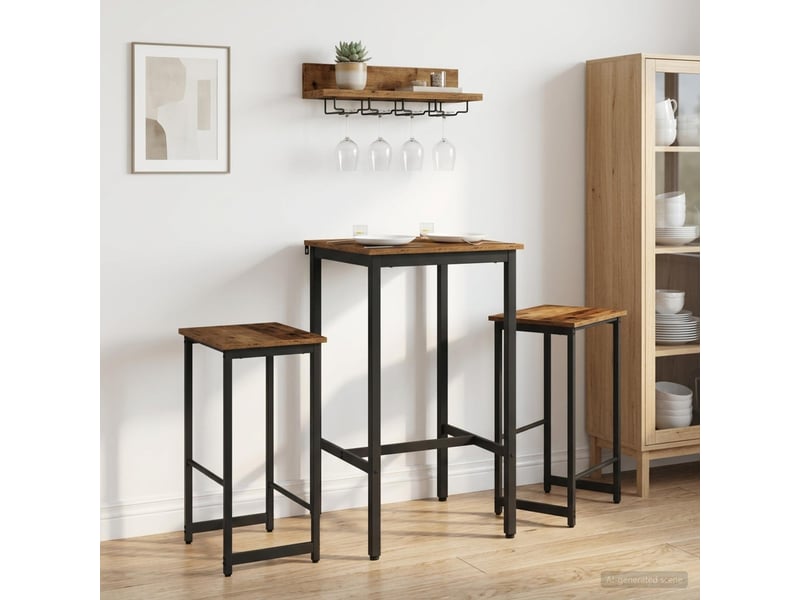 Lot de 2 tabouret de bar, chaise de bar bois ancien 40x32x64 cm shl84050  - Conforama B