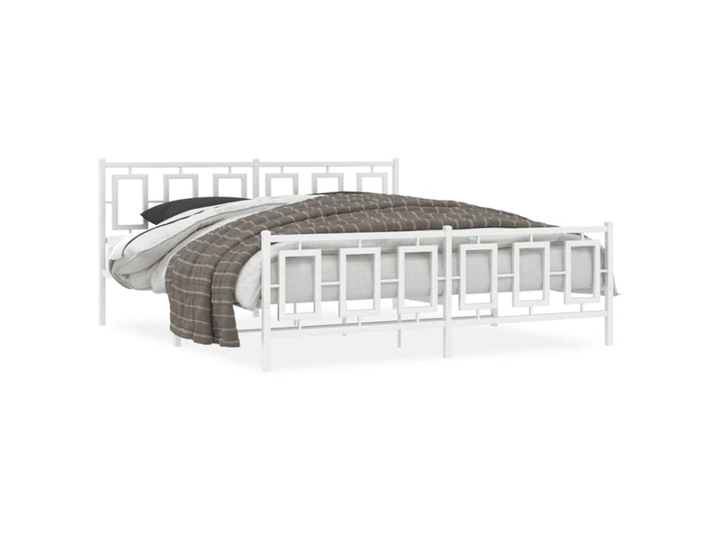  Lit double- lit adulte -  cadre de lit métal sans matelas et pied de lit blanc 180x200 cm  - Conforama A