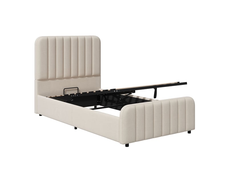  Lit enfant 90x200 cm avec rangement et coffre hydraulique, beige, hauteur 100 cm N634U0058B - Conforama R