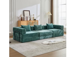 Canapé modulable convertible 3 places en tissu vert foncé homvra