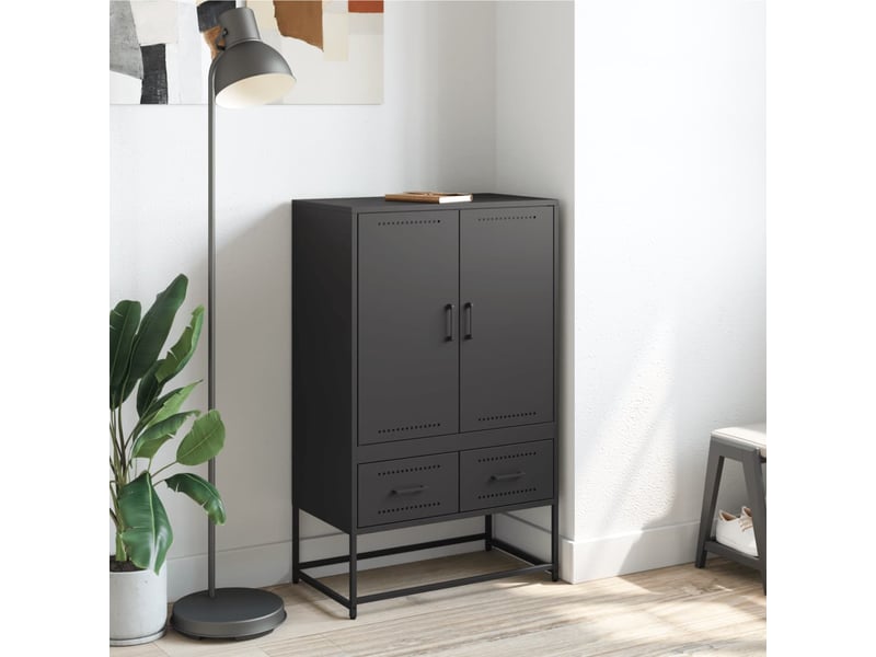  Buffet haut - bahut - meuble de rangement noir 68x39x111,5 cm acier  - Conforama C