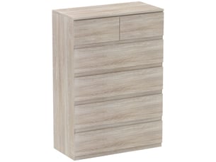 Commode à 6 tiroirs, sans poignées, design minimaliste, 80 x 39 x 115 cm, bois naturel