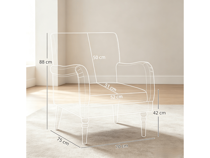 Canapé 1 place, canapé de salon, en lin, pieds en bois, mobilier pour espace de vie, pour salon et séjour - Conforama E