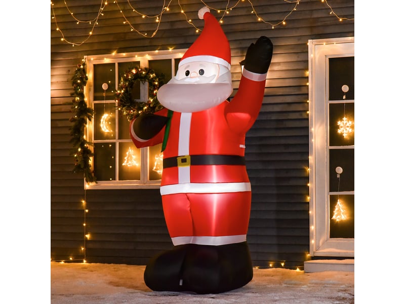  Père noël de 2,40 m de haut, avec éclairage led, décoration de jardin autogonflable  - Conforama C