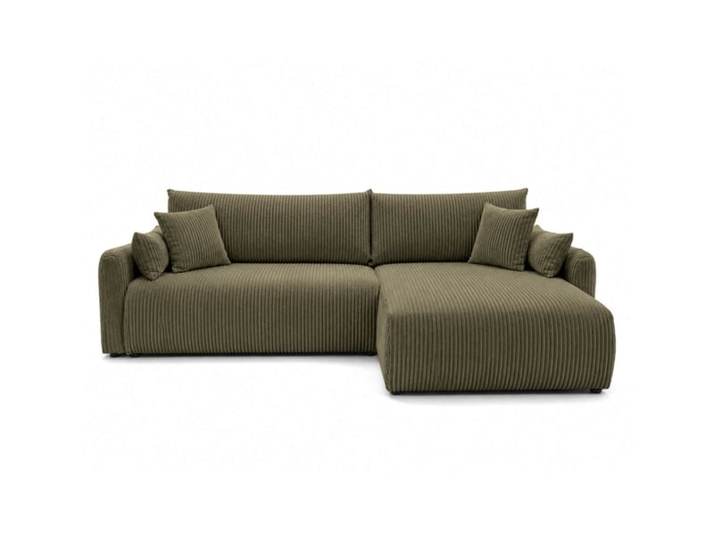  Apoline - canapé d'angle réversible convertible 4 places avec coffre en velours côtelé  - Conforama E