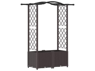 Jardinière - lit élevé avec treillis et toit marron 125 x 40 x 138 cm pp
