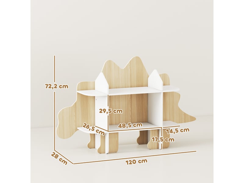  Bibliothèque enfant meuble de rangement pour jouets et livres 6 compartiments 120x28x72,2cm bois naturel  - Conforama D