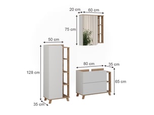 Vicco meubles bain, blancsonoma, 3 pièces