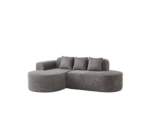 Canapé d'angle modenvie 3 places avec méridienne à gauche 222 x 157 cm en chenille gris anthracite