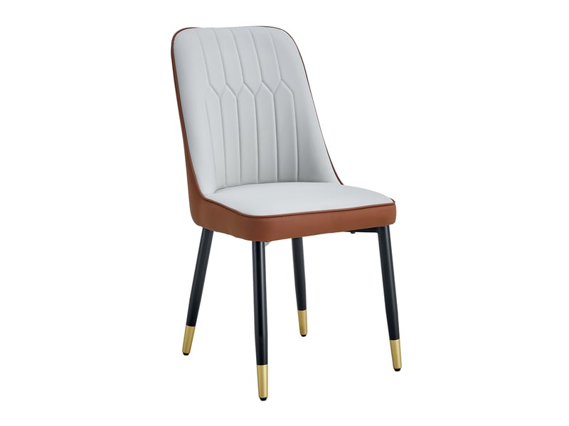  Lot de 2 chaises de salle à manger,43x41,5x89 cm,pu,gris clair et marron  - Conforama D