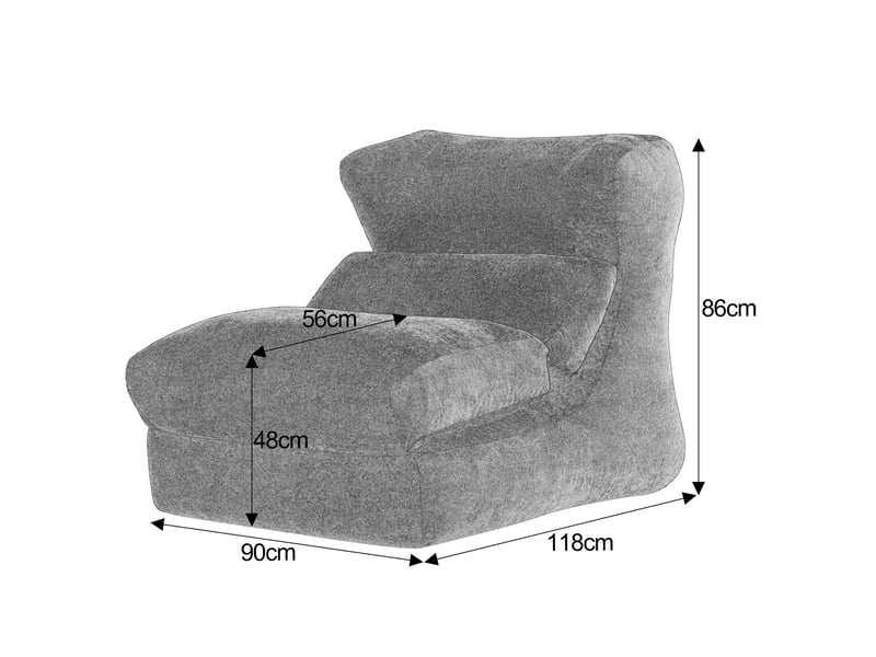  Fauteuil convertible ulevr en chaise longue 90 x 118 x 86 cm mousse blanc, revêtement effet peluche  - Conforama C