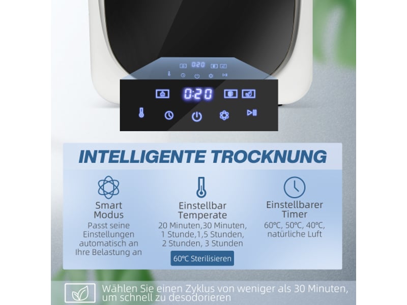 Sèche-linge compact blanc avec désinfection uv, capacité 4 kg, en acier inoxydable - Conforama E