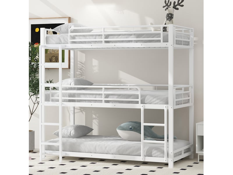 Lit superposé triple 90x200 cm en métal - Conforama D